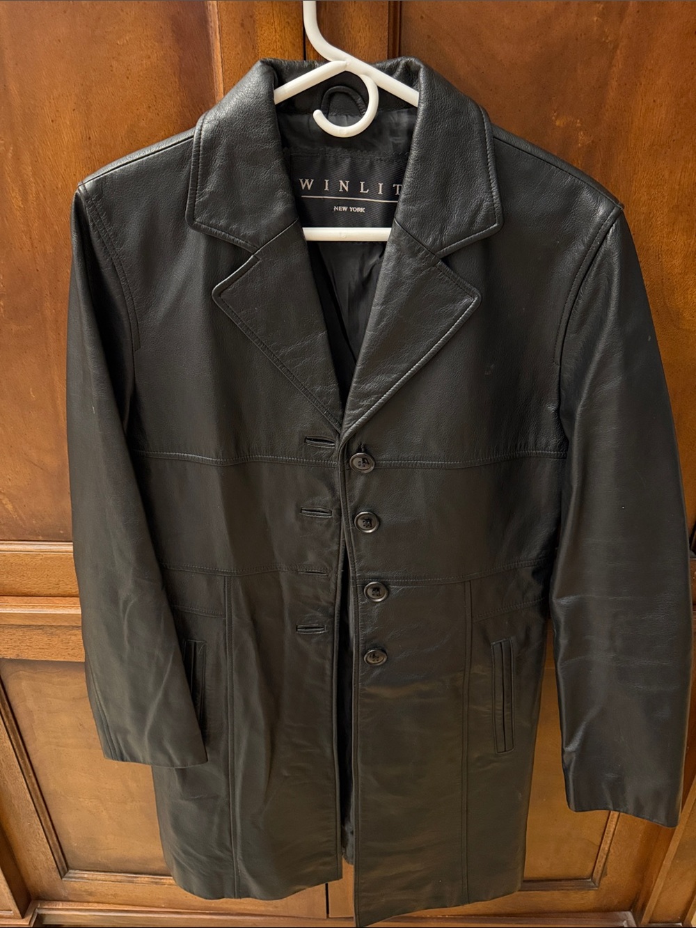 Winlit New York Black Leather Button-Front Jacket